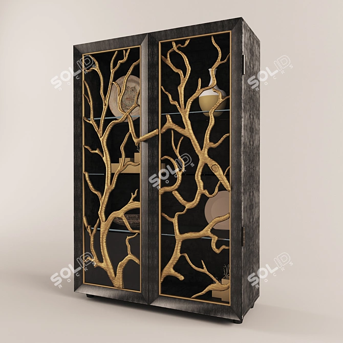 Branches Artsy Glass Display Cabinet 3D model image 1