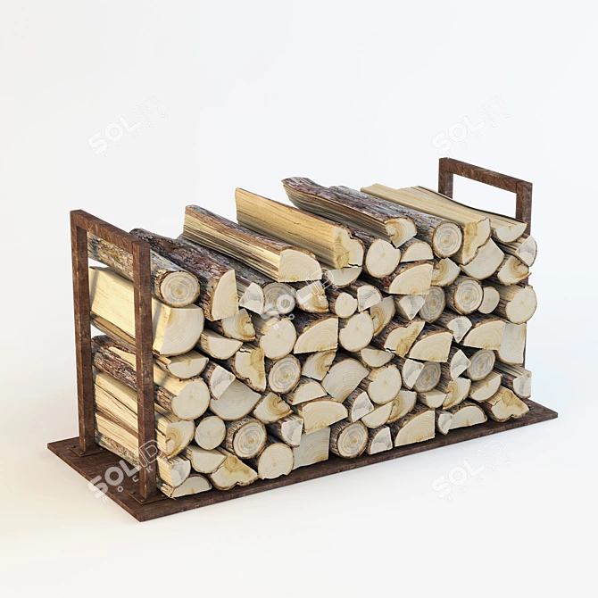 Eco-Friendly Pine Firewood 3D model image 1