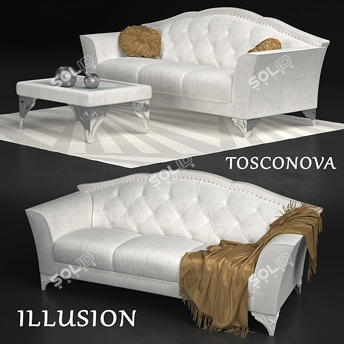 Luxurious Upholstered Sofa Legs 3D model image 1