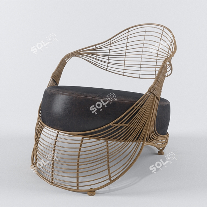 Exquisite Rotang Handcrafted Chair 3D model image 1