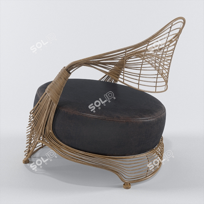 Exquisite Rotang Handcrafted Chair 3D model image 2