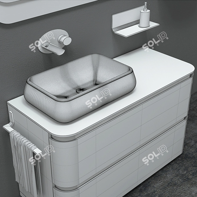 Ardeco Acacia Vanity Set 3D model image 3