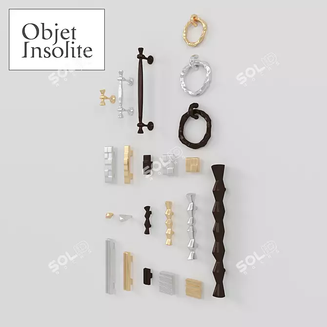 Unique Handle Collection by Objet Insolite, 5 Types, 3 Colors 3D model image 1