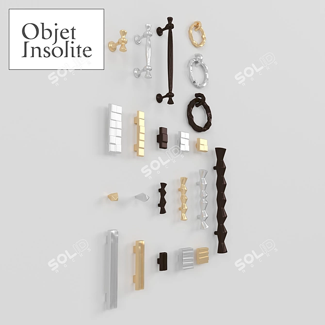 Unique Handle Collection by Objet Insolite, 5 Types, 3 Colors 3D model image 2