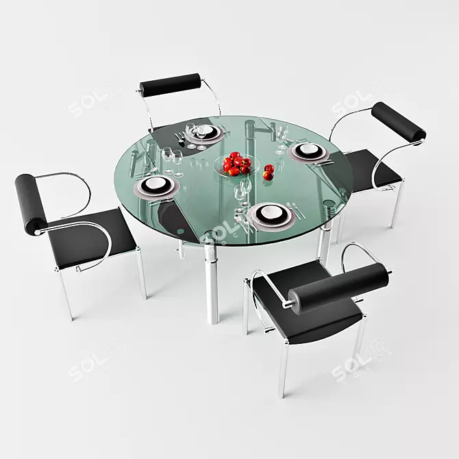 Sleek Glass Dining Table 3D model image 1