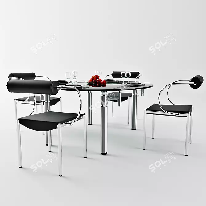 Sleek Glass Dining Table 3D model image 2