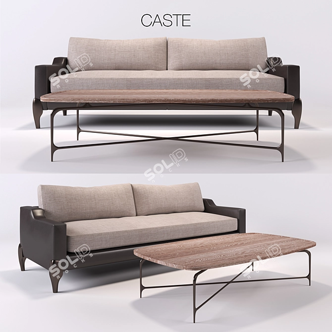 castedesign Chalk Sofa & Table Set 3D model image 1