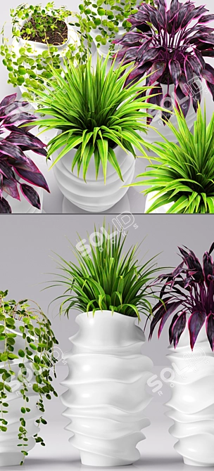 Sculpted Garden Pots by Khouri 3D model image 2