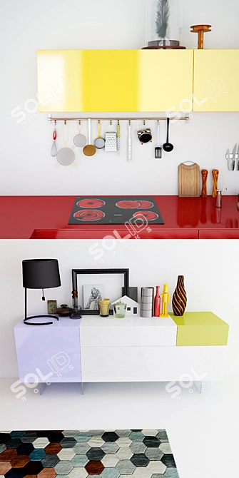 Modern Lago 8 Kitchen Set 3D model image 2