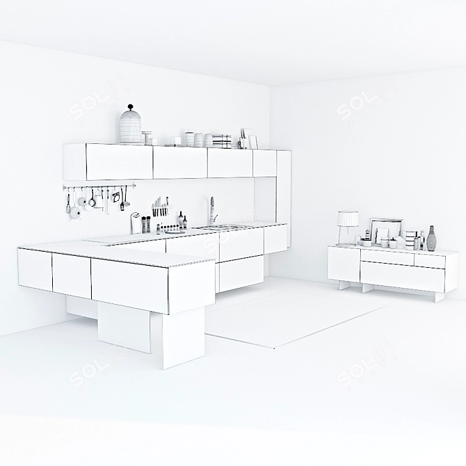 Modern Lago 8 Kitchen Set 3D model image 3