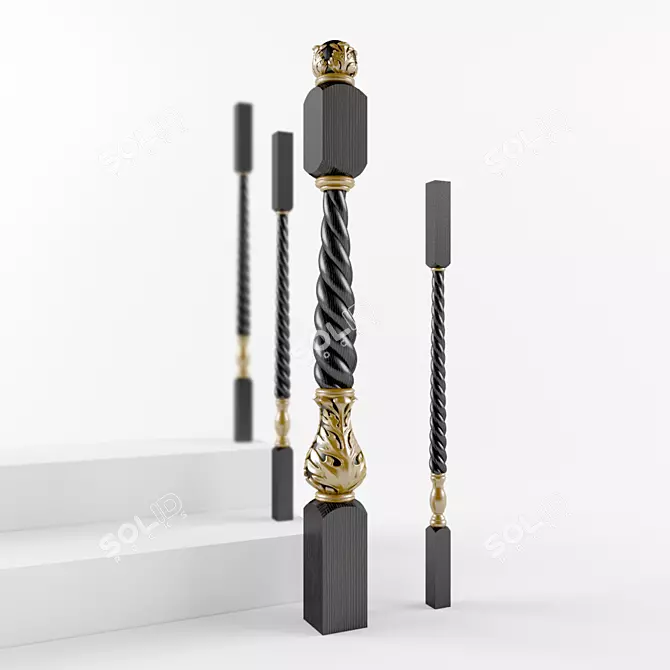 Elegant Baluster Set 3D model image 1