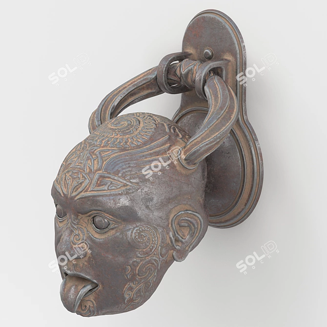 Title: Maori Dead Head Door Knocker 3D model image 2