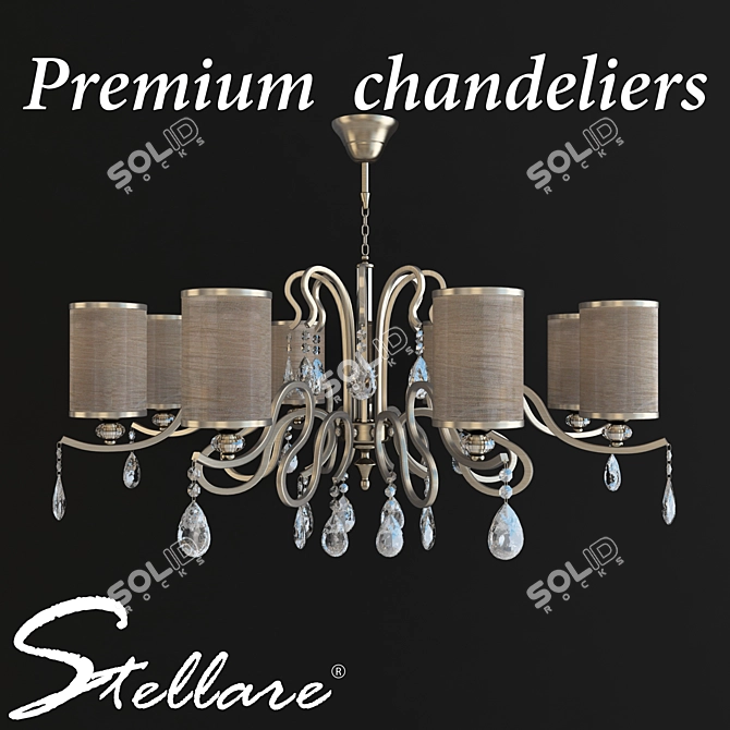 Champagne Stellare C Chandelier - Elegant 8-Light Fixture 3D model image 1