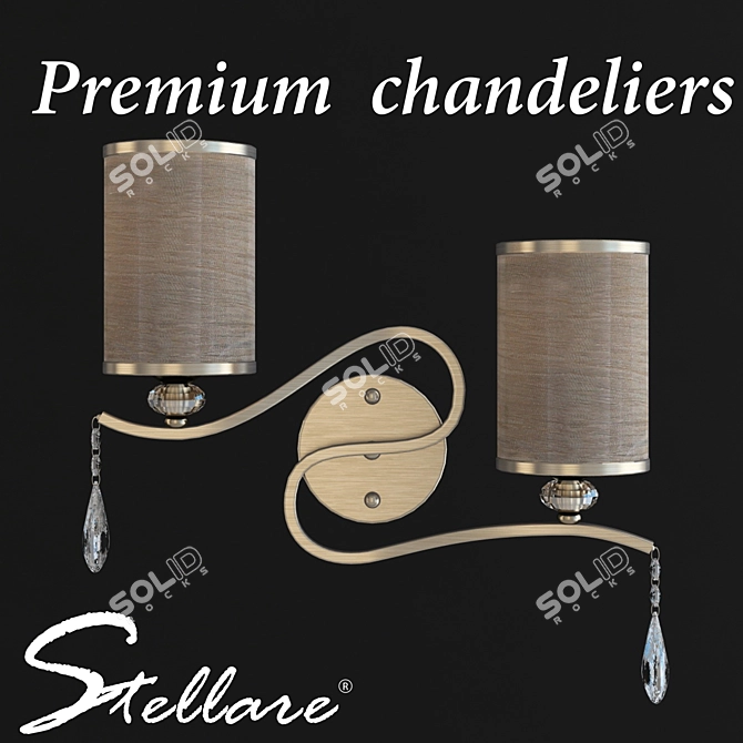Elegant Champagne Bra with 2 Lamps - Stellare W 2367/2 3D model image 1