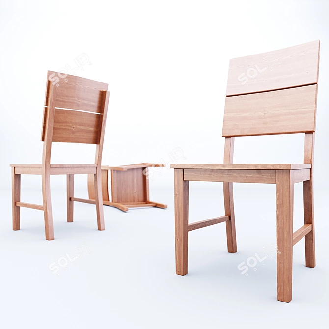 Classic Wooden Chair 3D model image 2