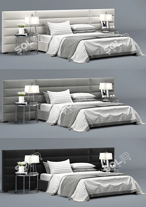 Luxury Custom Channel Fabric Bed 3D model image 2