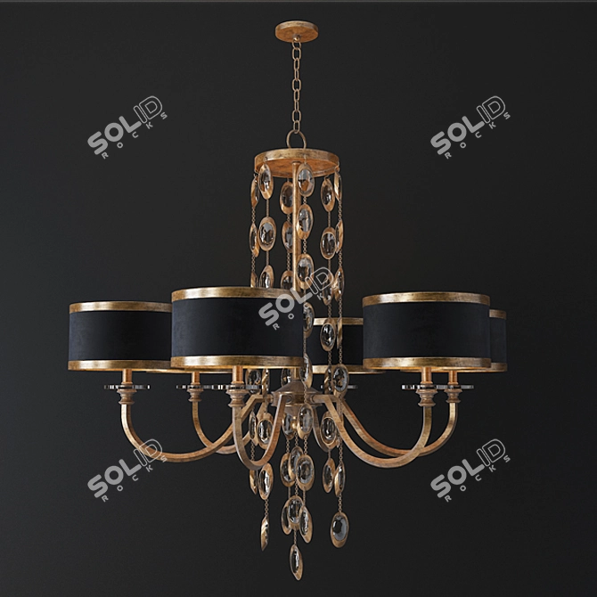 Elegant Black Crystal Chandelier - 6 Lights 3D model image 1