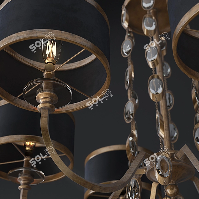 Elegant Black Crystal Chandelier - 6 Lights 3D model image 2