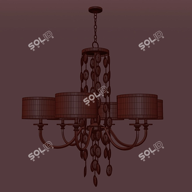 Elegant Black Crystal Chandelier - 6 Lights 3D model image 3