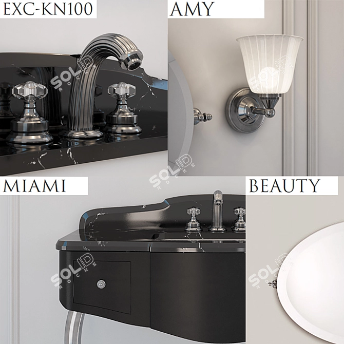 Miami Luxury Bathroom Set 3D model image 2