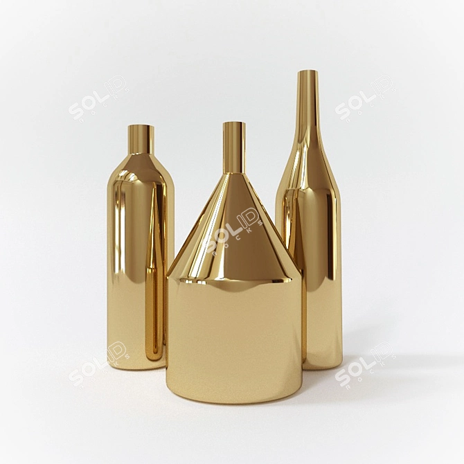 Title: Reflective Brass Vases: Via Fondazza 3D model image 1