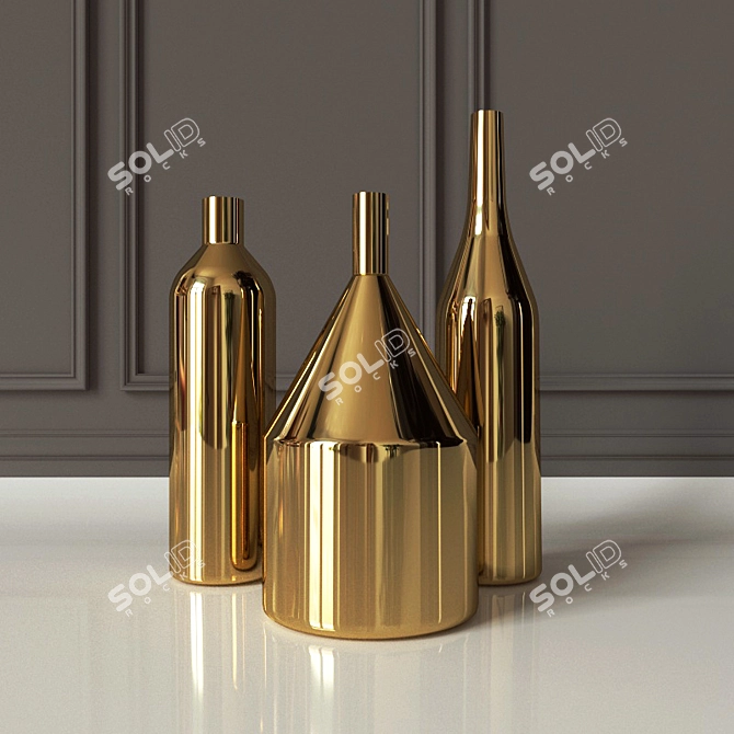 Title: Reflective Brass Vases: Via Fondazza 3D model image 2