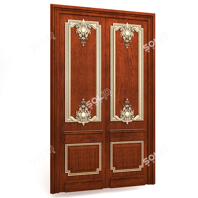 Elegant Carved Door 3D model image 1