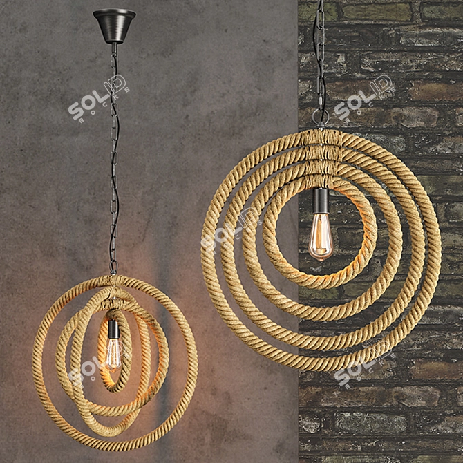 Industrial Chic Rope Chandelier 3D model image 1