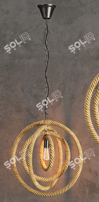 Industrial Chic Rope Chandelier 3D model image 2