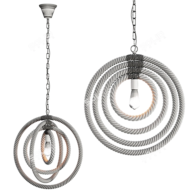 Industrial Chic Rope Chandelier 3D model image 3