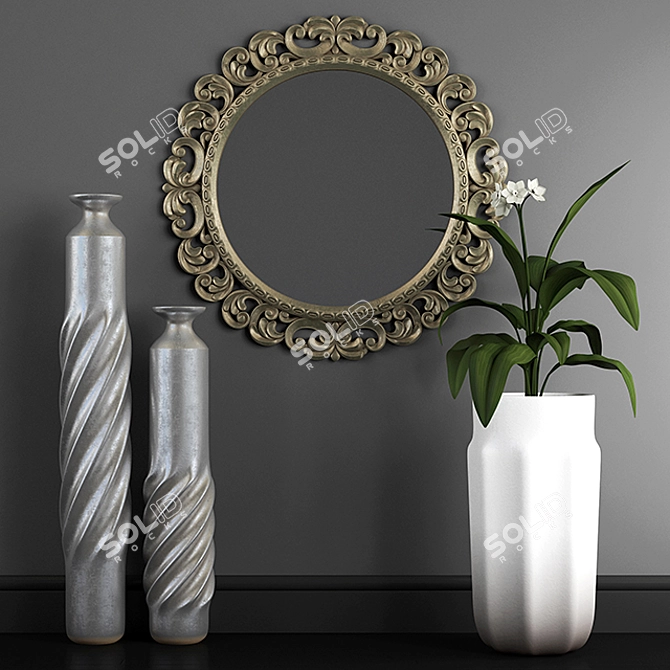 Elegant Classic Wall Mirror 3D model image 1