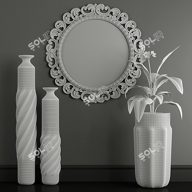 Elegant Classic Wall Mirror 3D model image 3