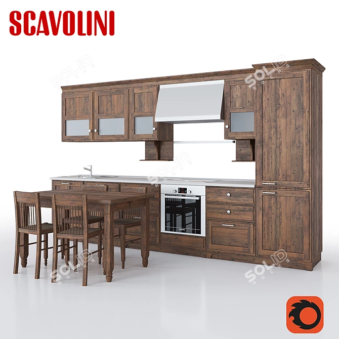 Sleek Scavolini Favilla Kitchen 3D model image 1