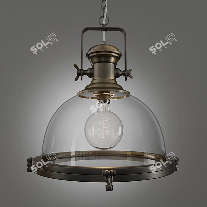 Lussole Brass Glass Suspension Lights 3D model image 1