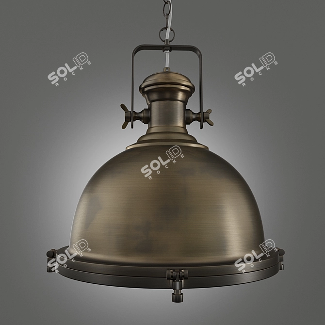 Lussole Brass Glass Suspension Lights 3D model image 2