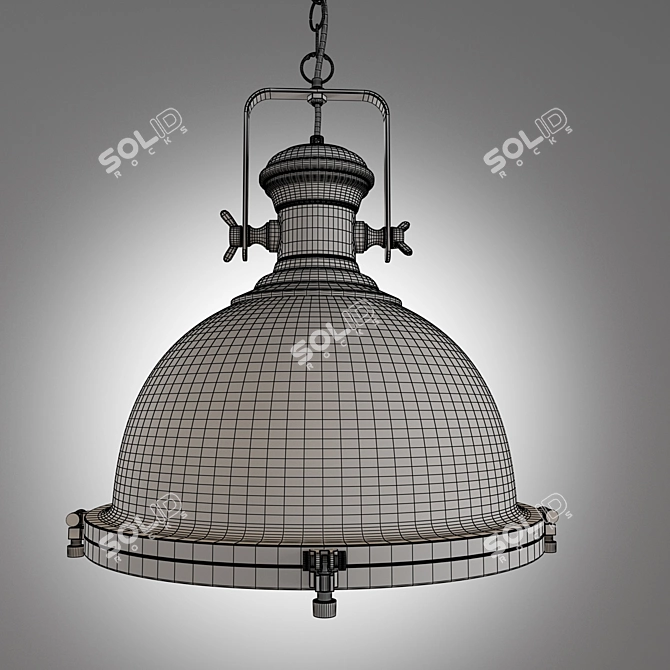 Lussole Brass Glass Suspension Lights 3D model image 3