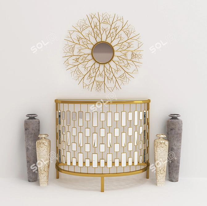 Ethnic Console and Mirror Set 3D model image 1