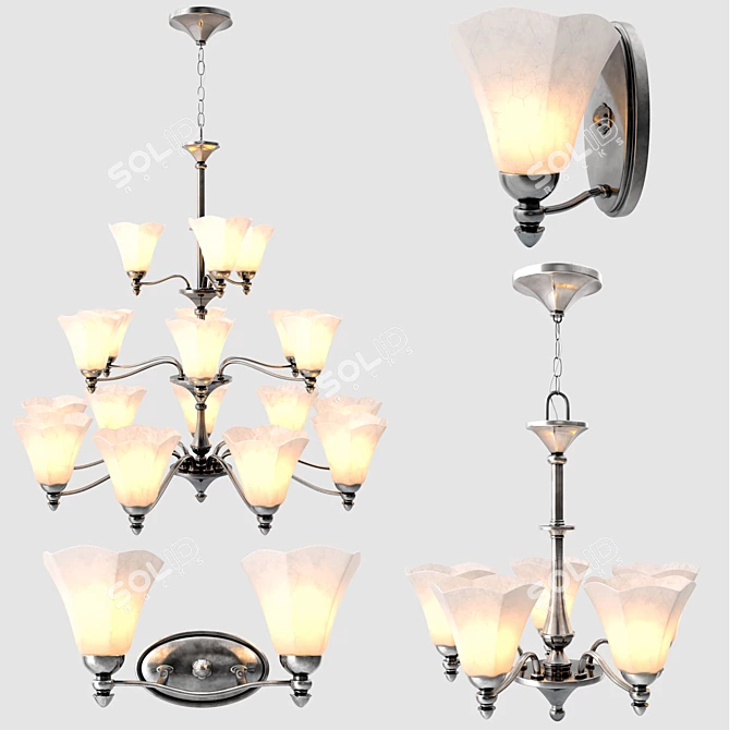 Hinkley Lighting Bloom: Elegant Antique Nickel Chandelier 3D model image 1