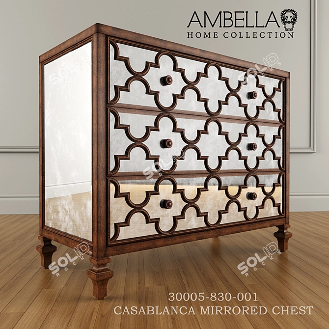 Luxury Mirrored Chest: Ambella Home 3D model image 1