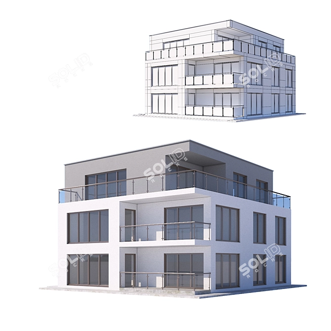 Architectural Building Model - VRay Compatible 3D model image 1