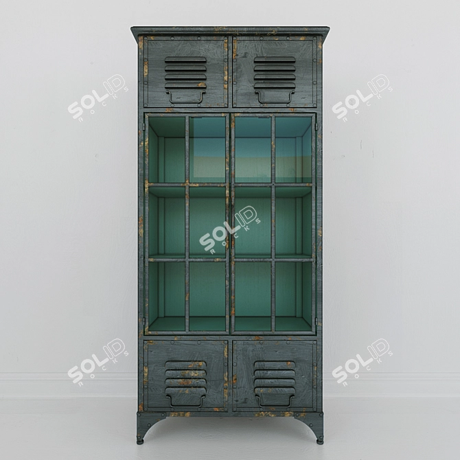 Turquoise Inside: Kiley Metal Locker Cabinet 3D model image 1