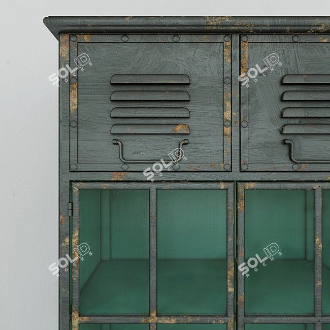 Turquoise Inside: Kiley Metal Locker Cabinet 3D model image 2