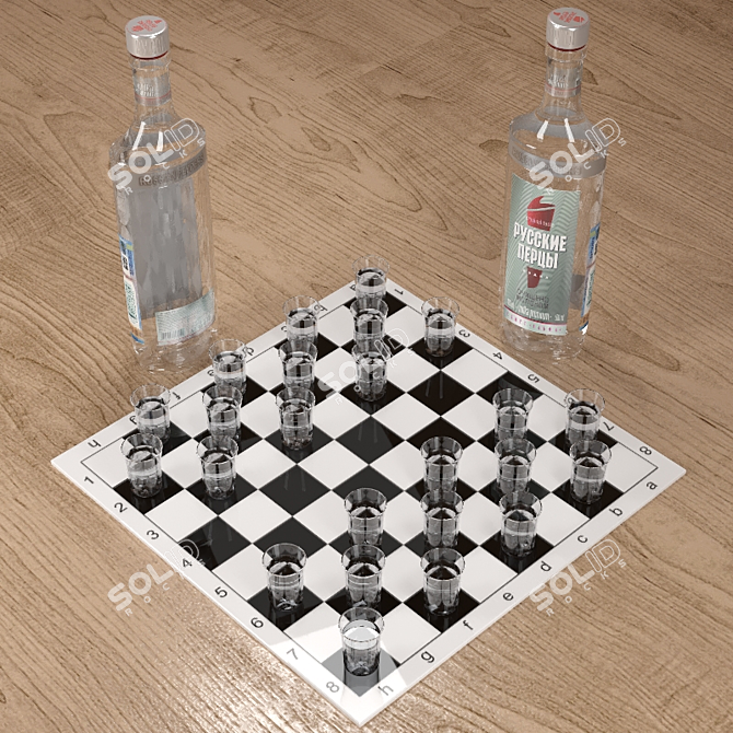 Sturdy Checkers Set 3D model image 1