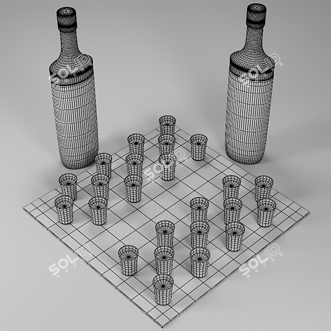 Sturdy Checkers Set 3D model image 3