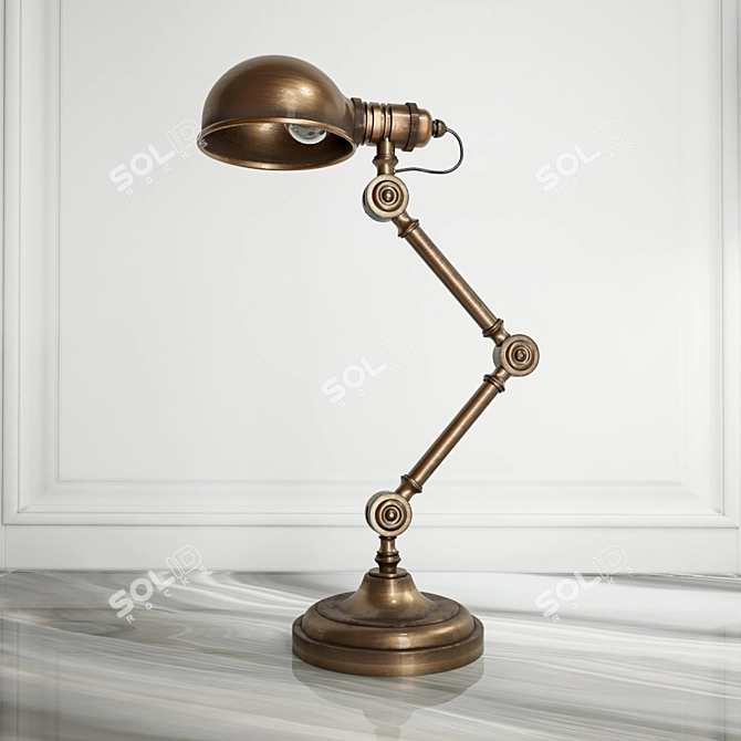 Vintage Brass Steampunk Table Lamp 3D model image 1