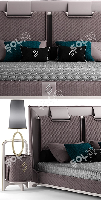 Futuristic Bed with Tecninova Headboard 3D model image 2