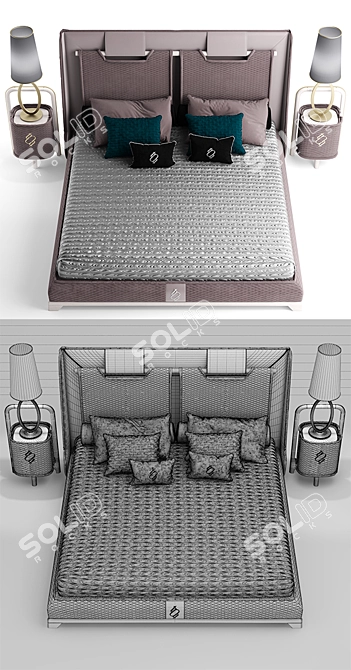 Futuristic Bed with Tecninova Headboard 3D model image 3