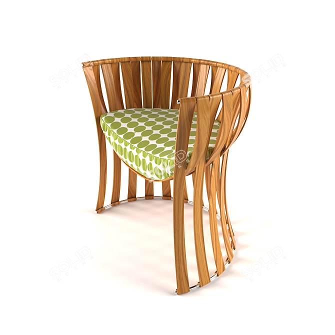 Elegant Wooden Chair 3D model image 1