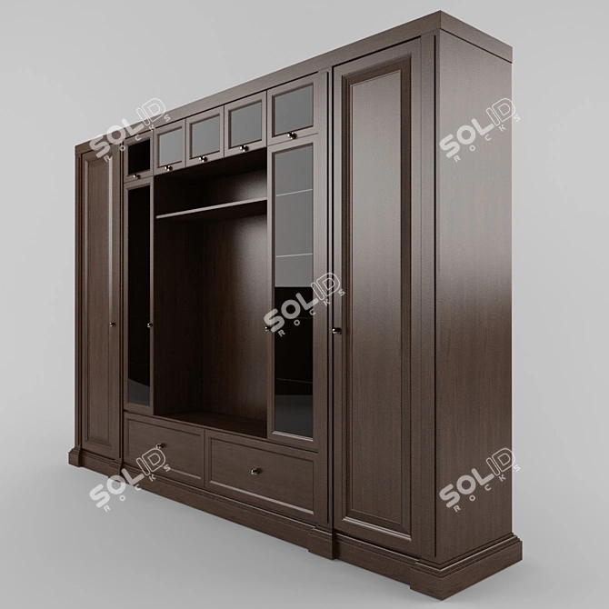 Customizable Bookshelf Wall Unit 3D model image 2