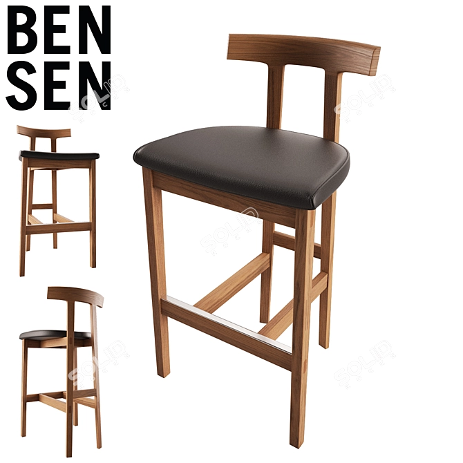 Japanese-Inspired Torii Stool 3D model image 1